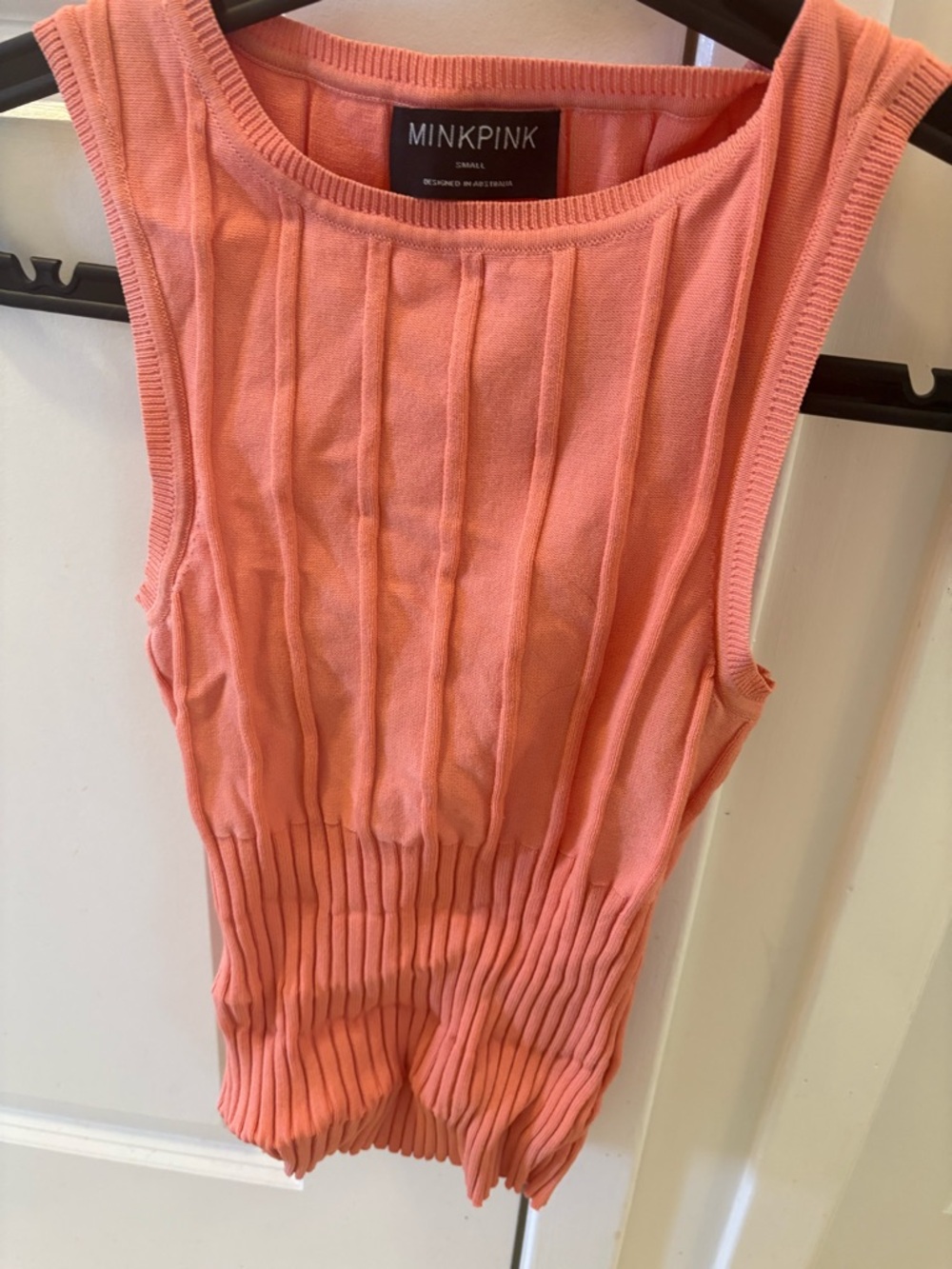 MINKPINK Peach Ribbed Knit Tank